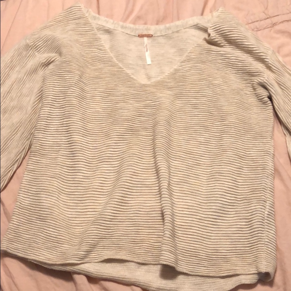 Free people cream sweater! Small bell sleeves